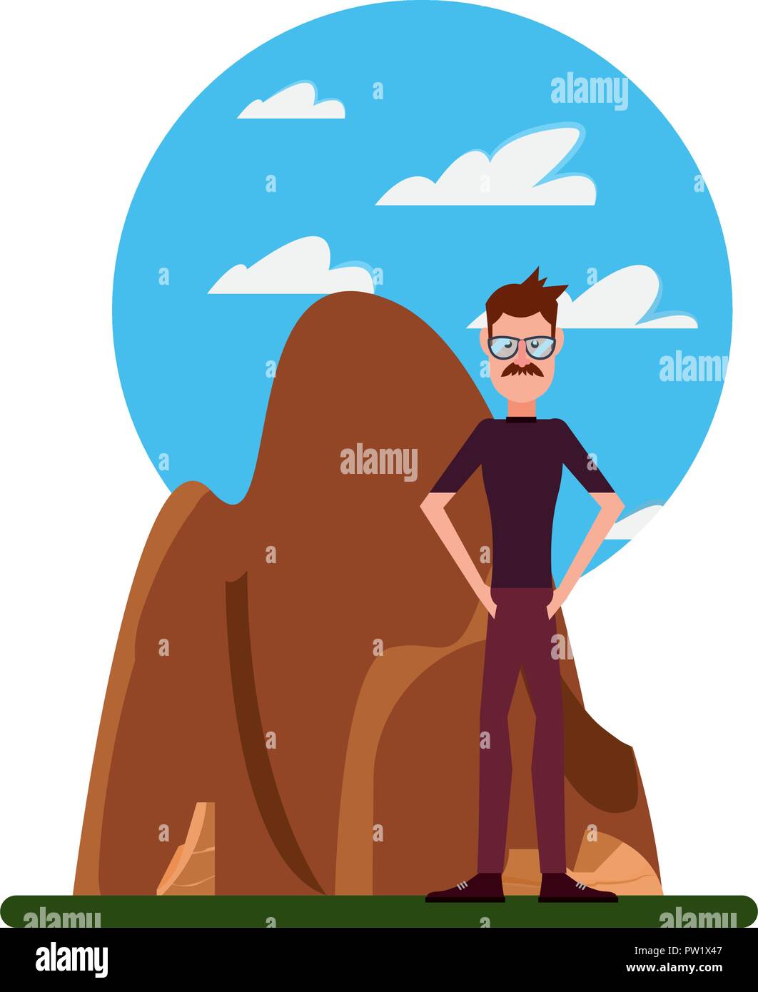 man standing in the landscape vector illustration Stock Vector Image ...