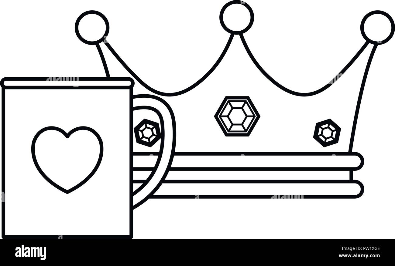 coffee cup love crown fathers day vector illustration Stock Vector ...