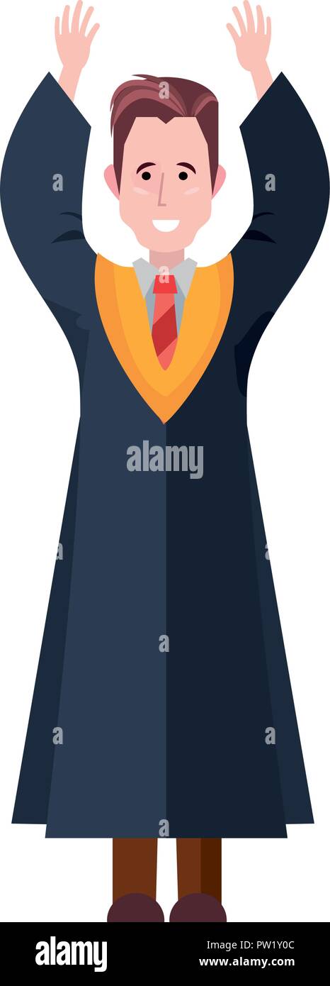 graduate man with arms up celebrating vector illustration Stock Vector ...