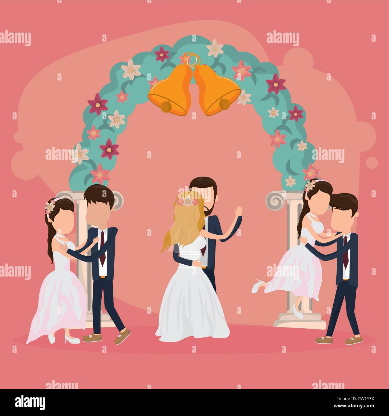Wedding just married card with cute couple cartoon Stock Vector Image & Art - Alamy Wedding just married card with cute couple cartoon Stock Vector Image & Art - Alamy