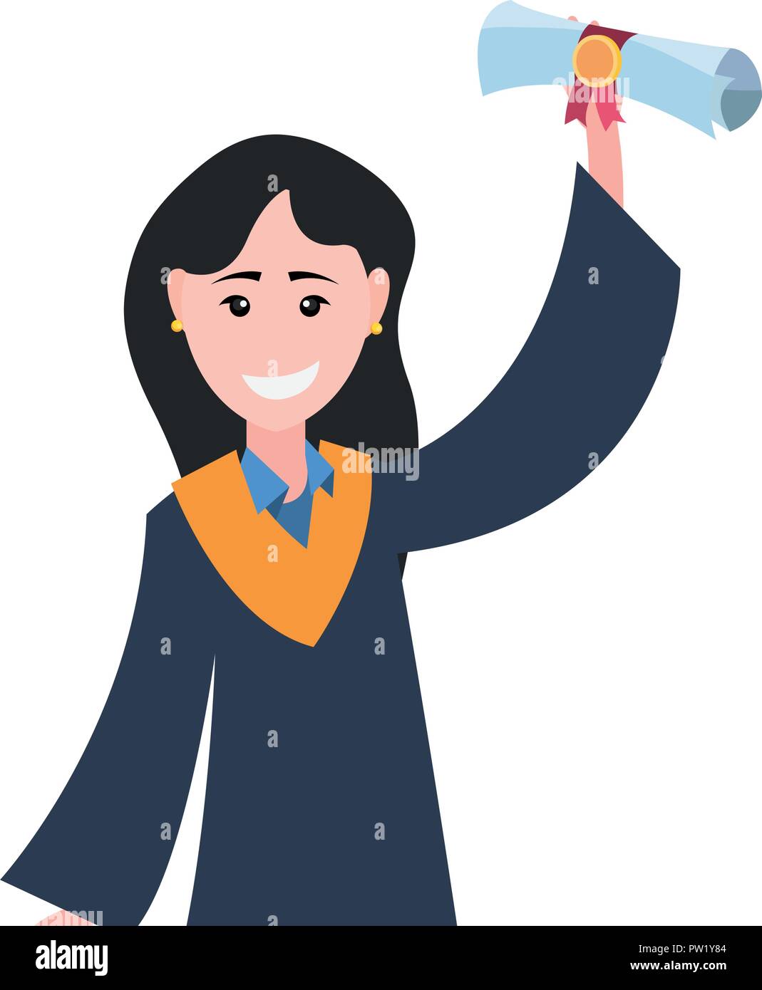 graduate woman college with diploma vector illustration Stock Vector ...