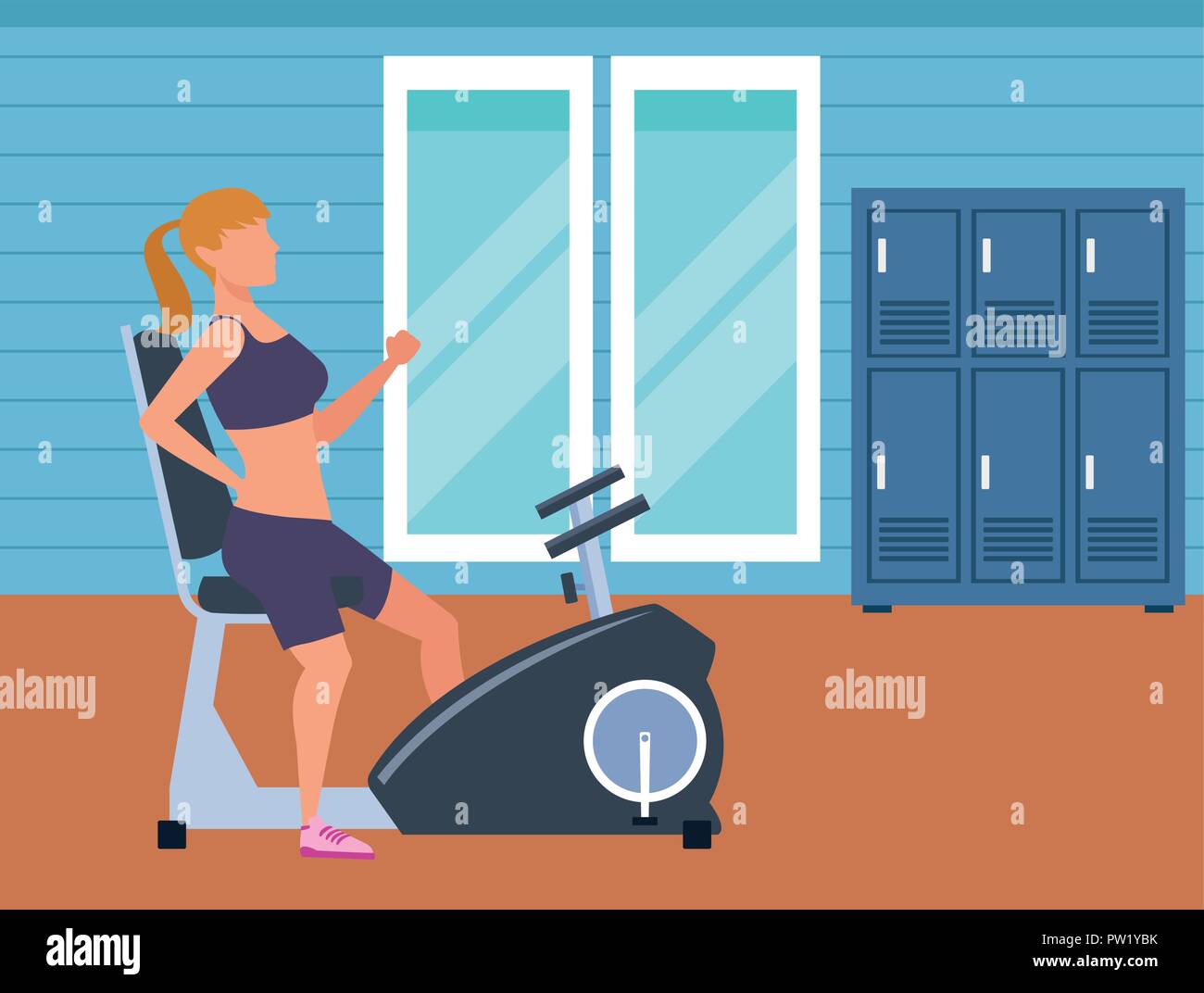 Fitness woman training inside gym vector illustration graphic design ...