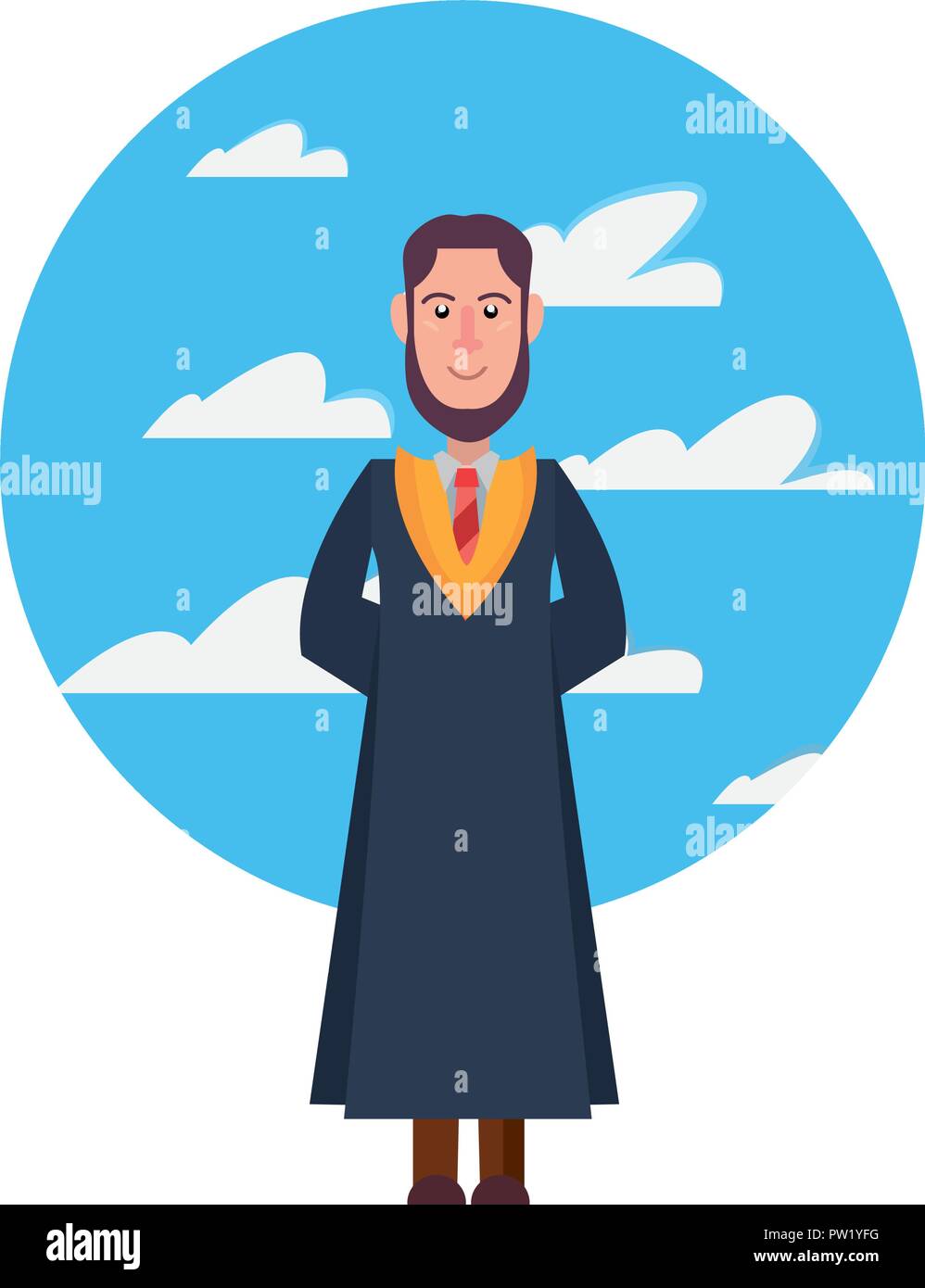 graduate man in outdoors on white background vector illustration Stock ...