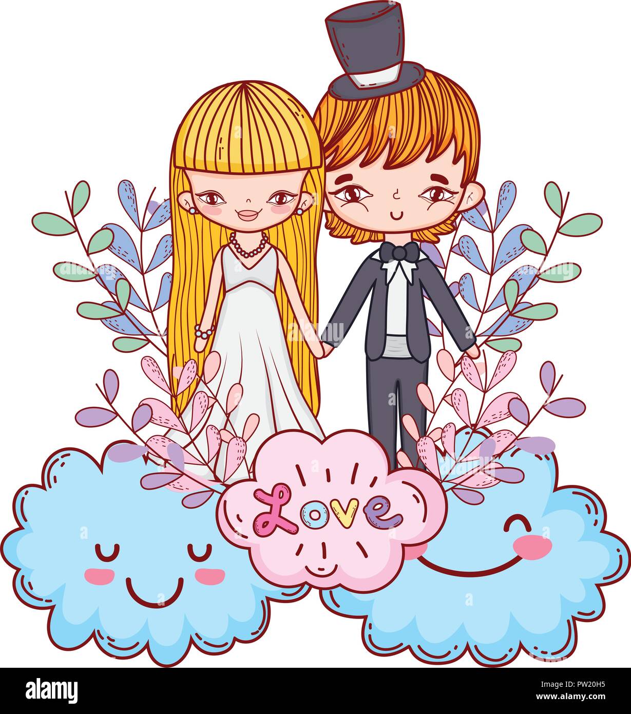 Wedding couple cartoons Stock Vector Image & Art - Alamy