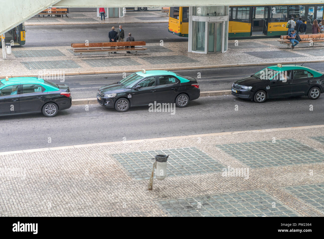 Waiting taxis in the city of Lisbon in Portugal Stock Photo