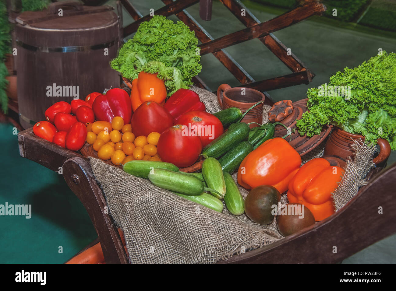 Fresh organic produce at the local farmers market. Farmers ' markets