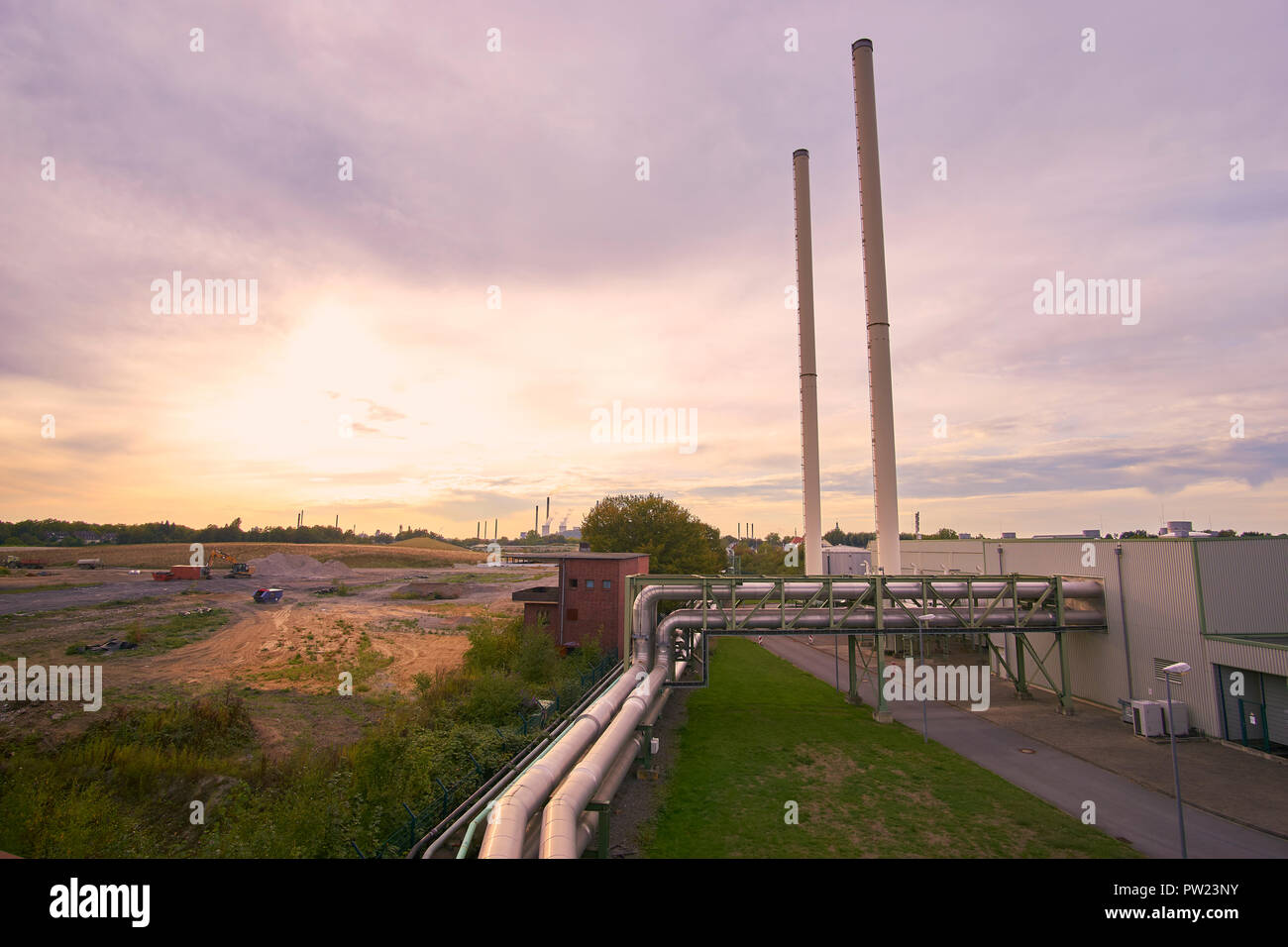 a factory with pipelines Stock Photo