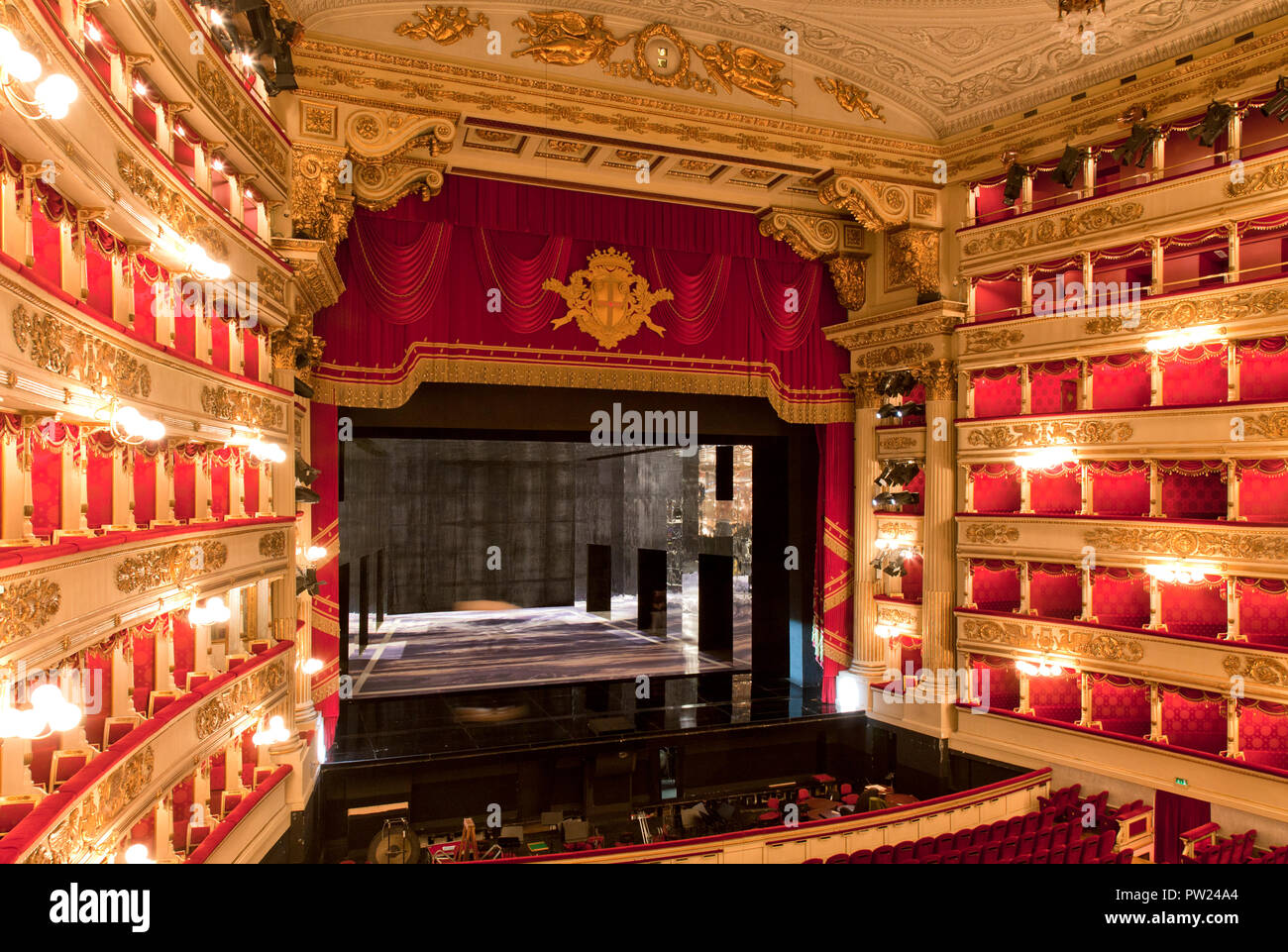 Interior of La Scala Opera House, Milan, Italy Stock Photo