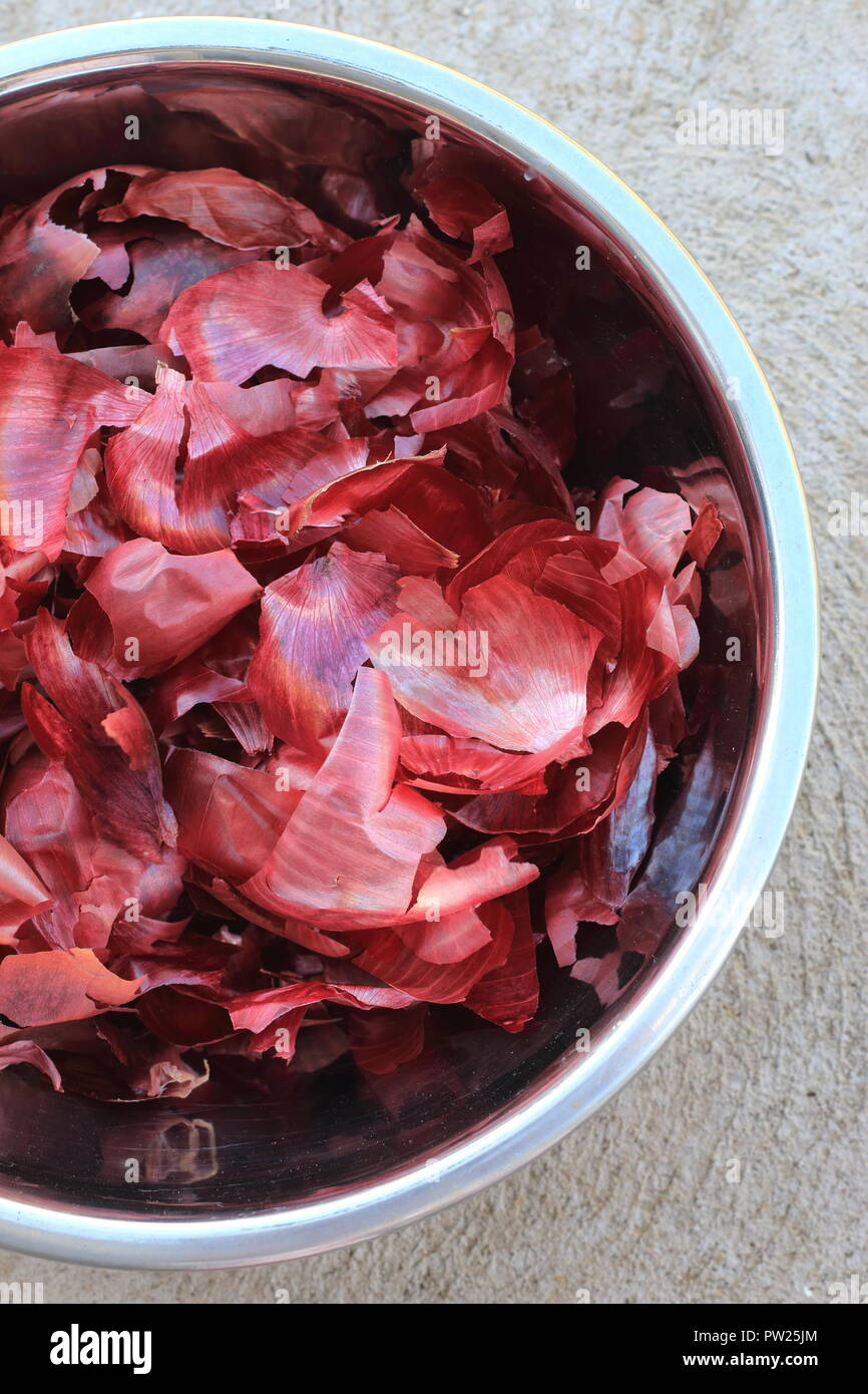 Red Onions peels Stock Photo