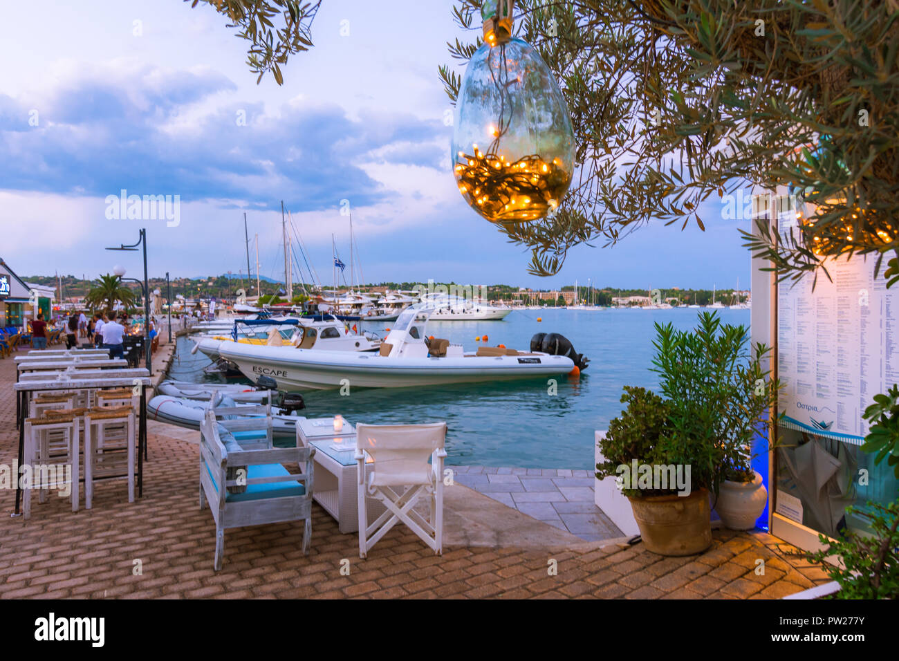 View of the picturesque coastal town of Porto Heli, Peloponnese, Greece. Stock Photo