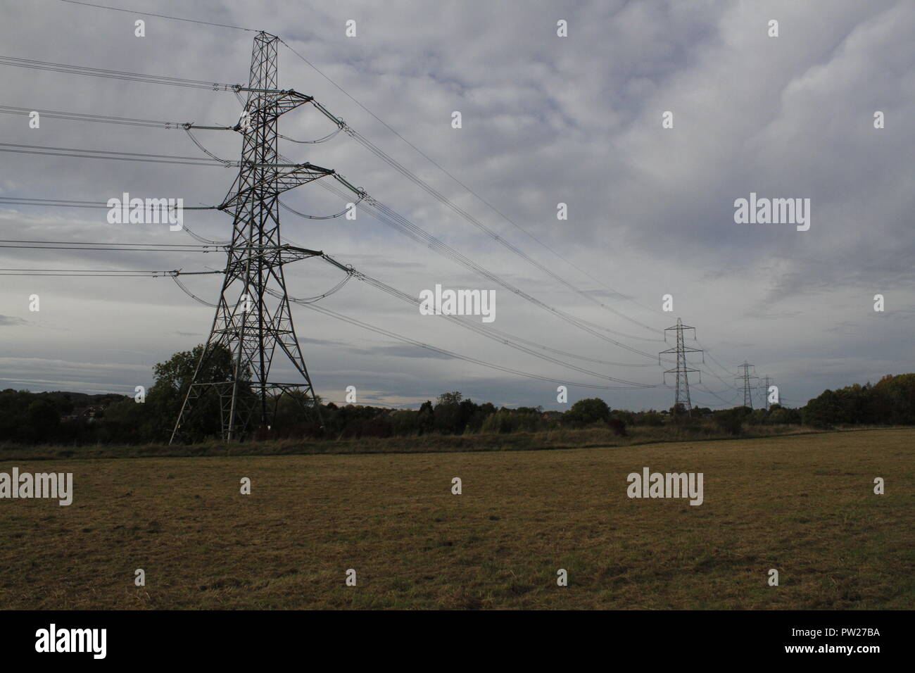 Electricity pylons Stock Photo