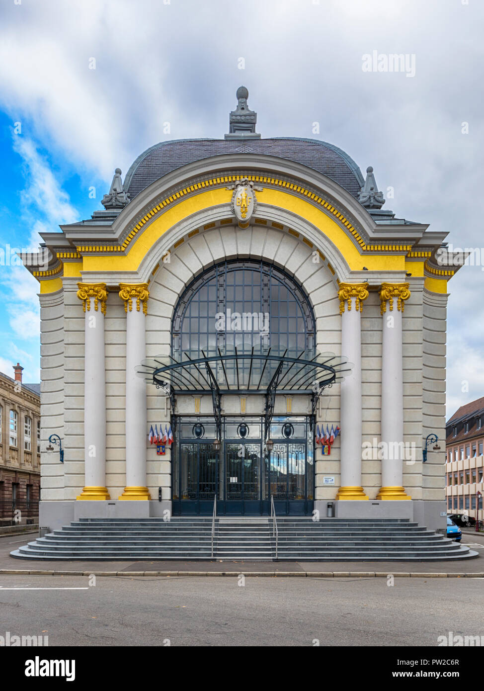 Salle des fêtes, neo-baroque banquet hall from 1913 at Belfort, Bourgogne-Franche-Comté, France Stock Photo
