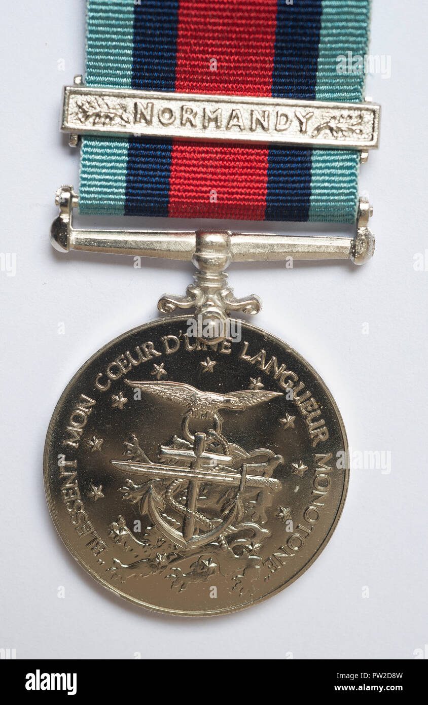 WW2 British Medal, the Normandy Campaign Medal on a white background. Stock Photo