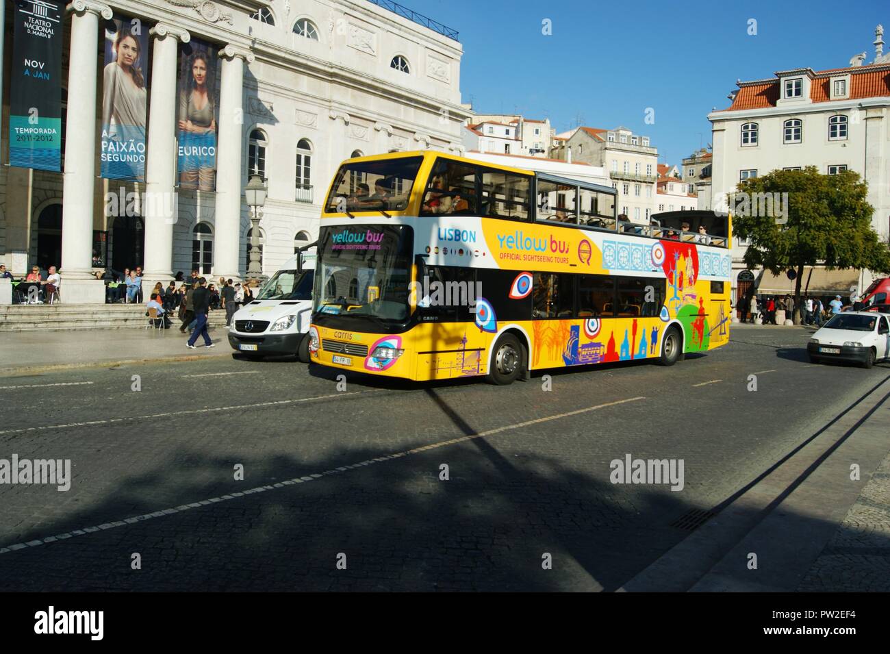 Carris No 172 A Volvo Camo Double Deck sightseeing bus in central Lisbon Portugal Stock Photo