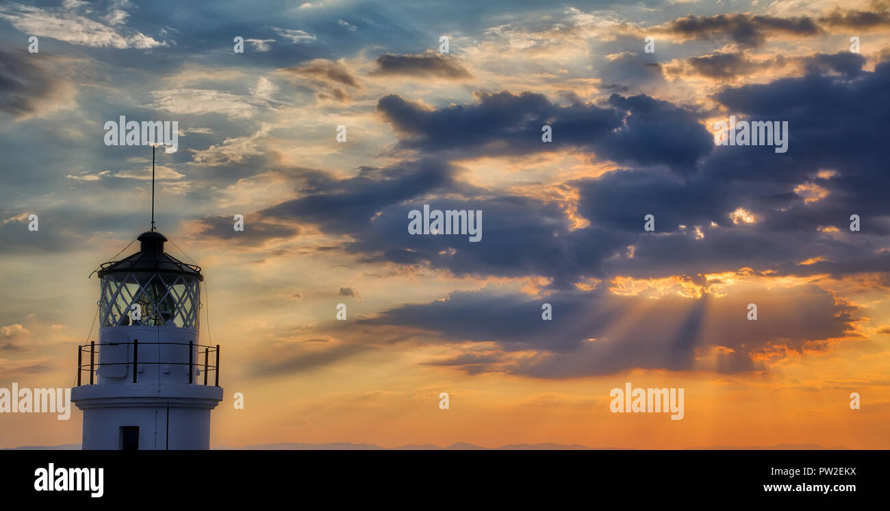 Celebration of the World Day of Lighthouses in Megalo Emvolo of Aggelochori in Thessaloniki. International Lighthouse and Lightship Weekend Stock Photo