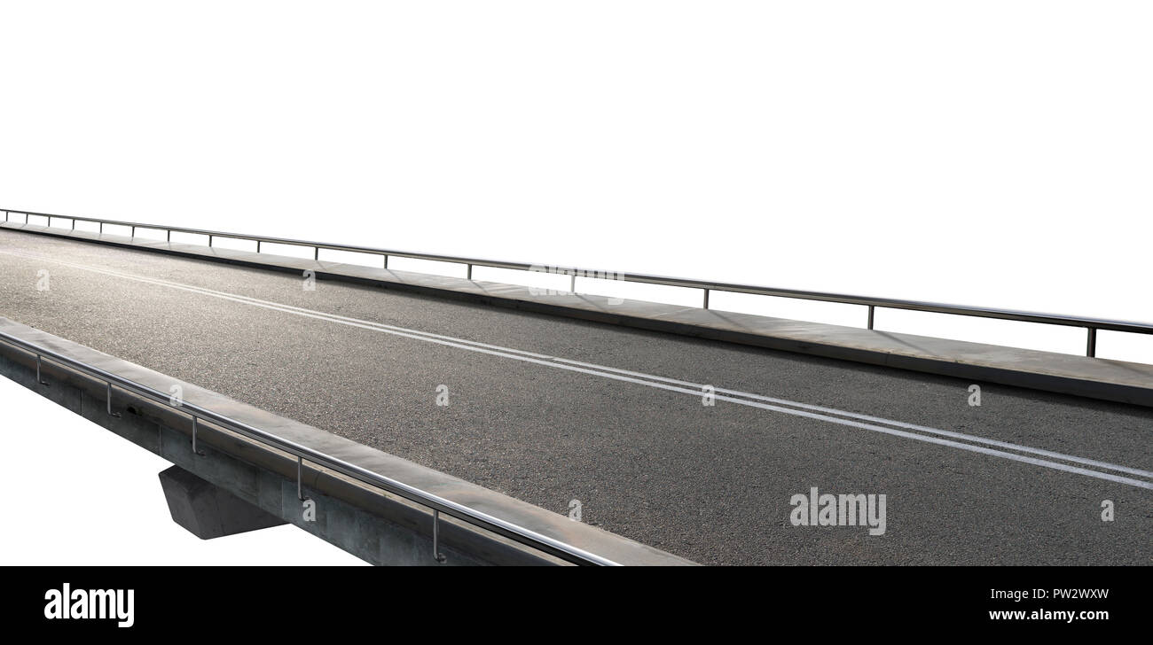 Isolated empty asphalt flyover road with white background Stock Photo