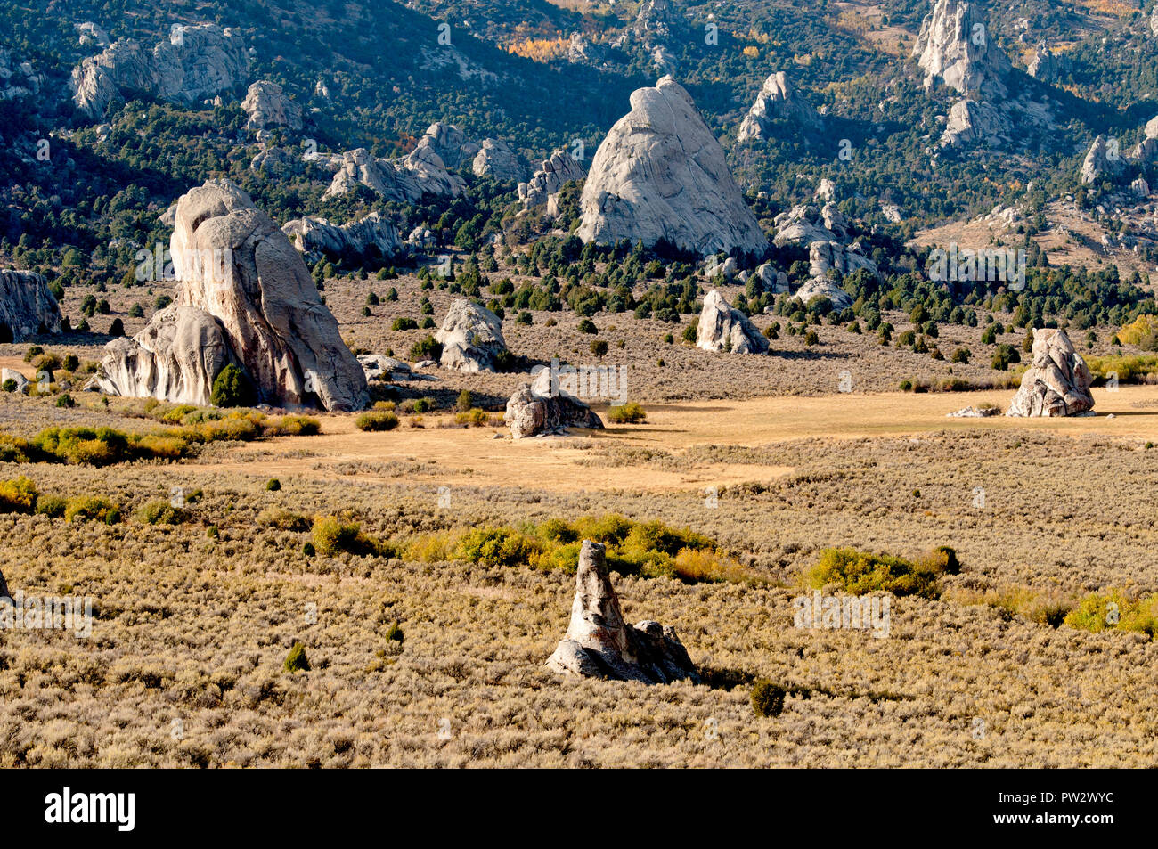 Circle Creek Basin in City of Rocks National Reserve, Idaho Stock Photo