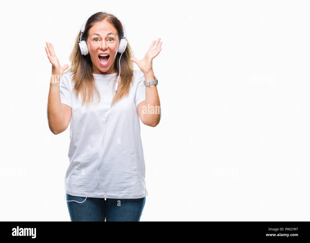 Hispanic senior woman celebrating Cut Out Stock Images Pictures Alamy
