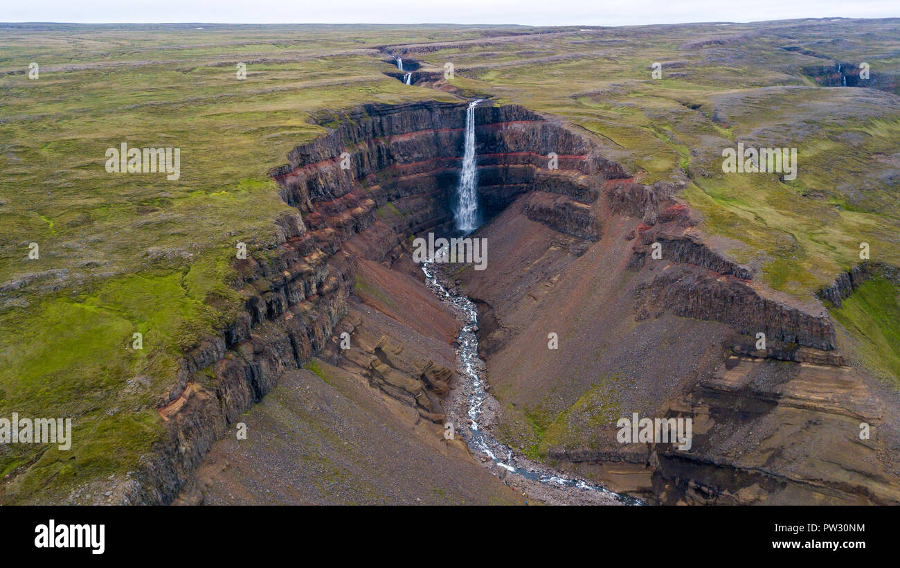 Hengifoss Waterall, Fljótsdalshreppur, East Iceland Stock Photo