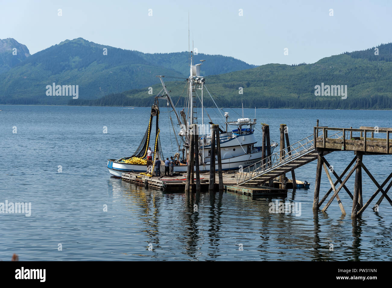 Boats and pier, Hoonah Harbor, Hoonah; Alaska; USA Stock Photo Alamy