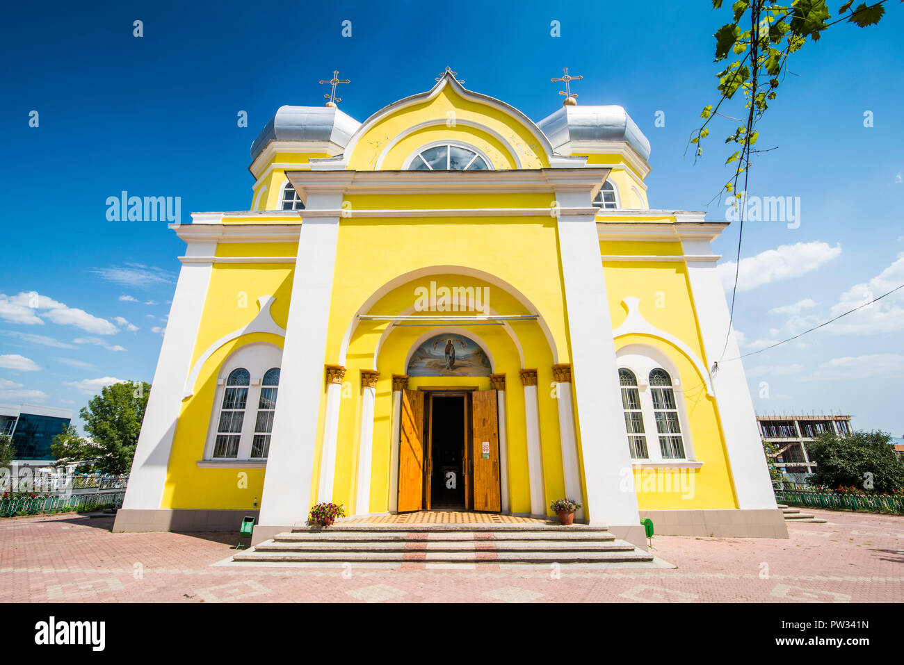 Russian Orthodox Church in the center, Comrat, Gagauzia, Moldova Stock Photo