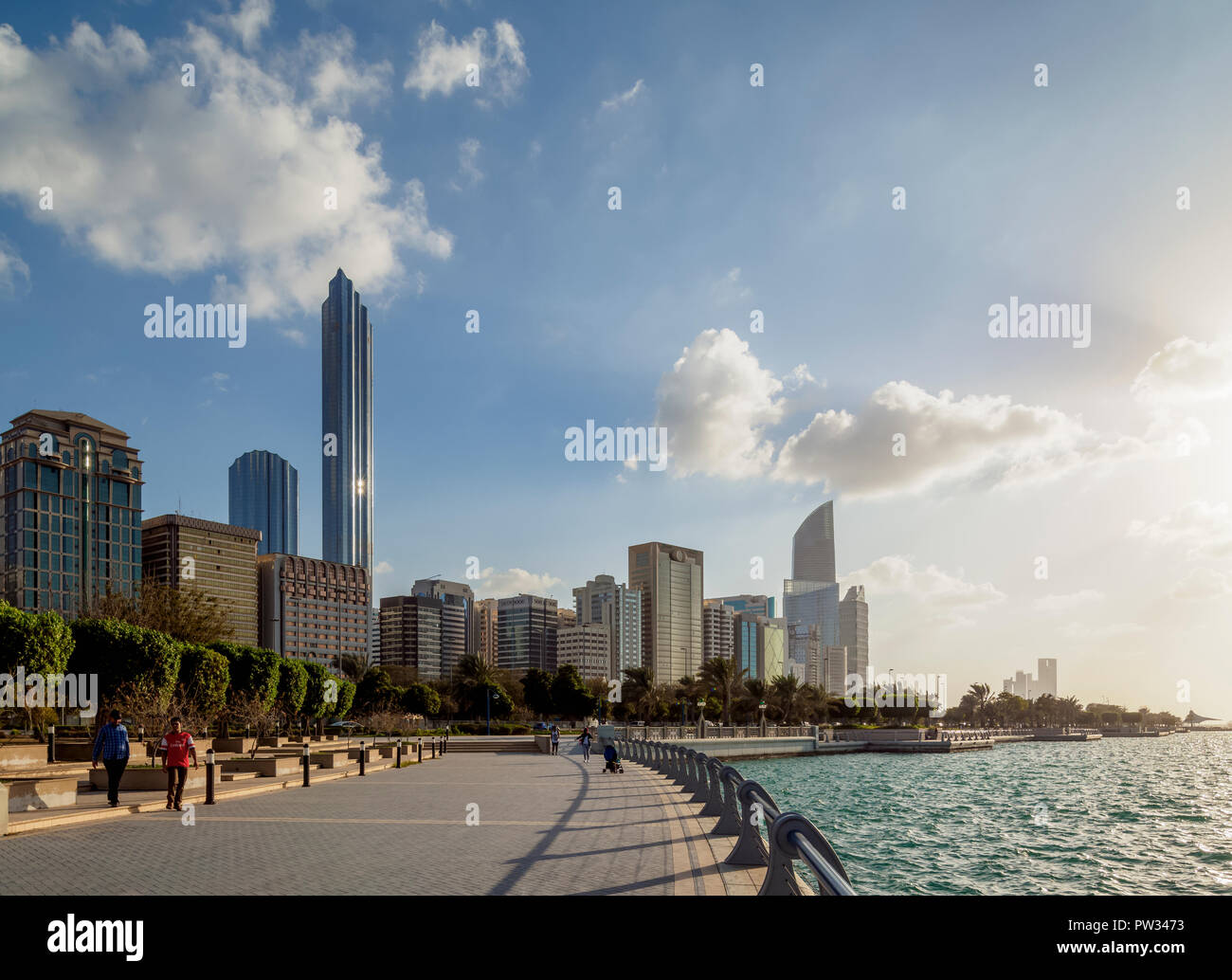 Walkway By Corniche Road Skyline Abu Dhabi United Arab Emirates