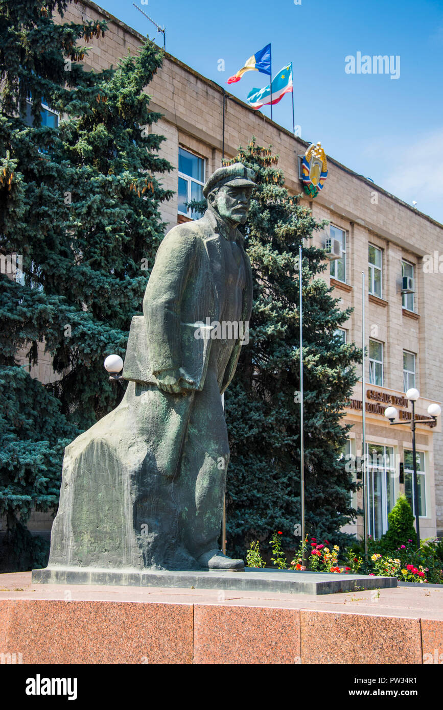 Lenin monument in the center, Comrat, Gagauzia, Moldova Stock Photo