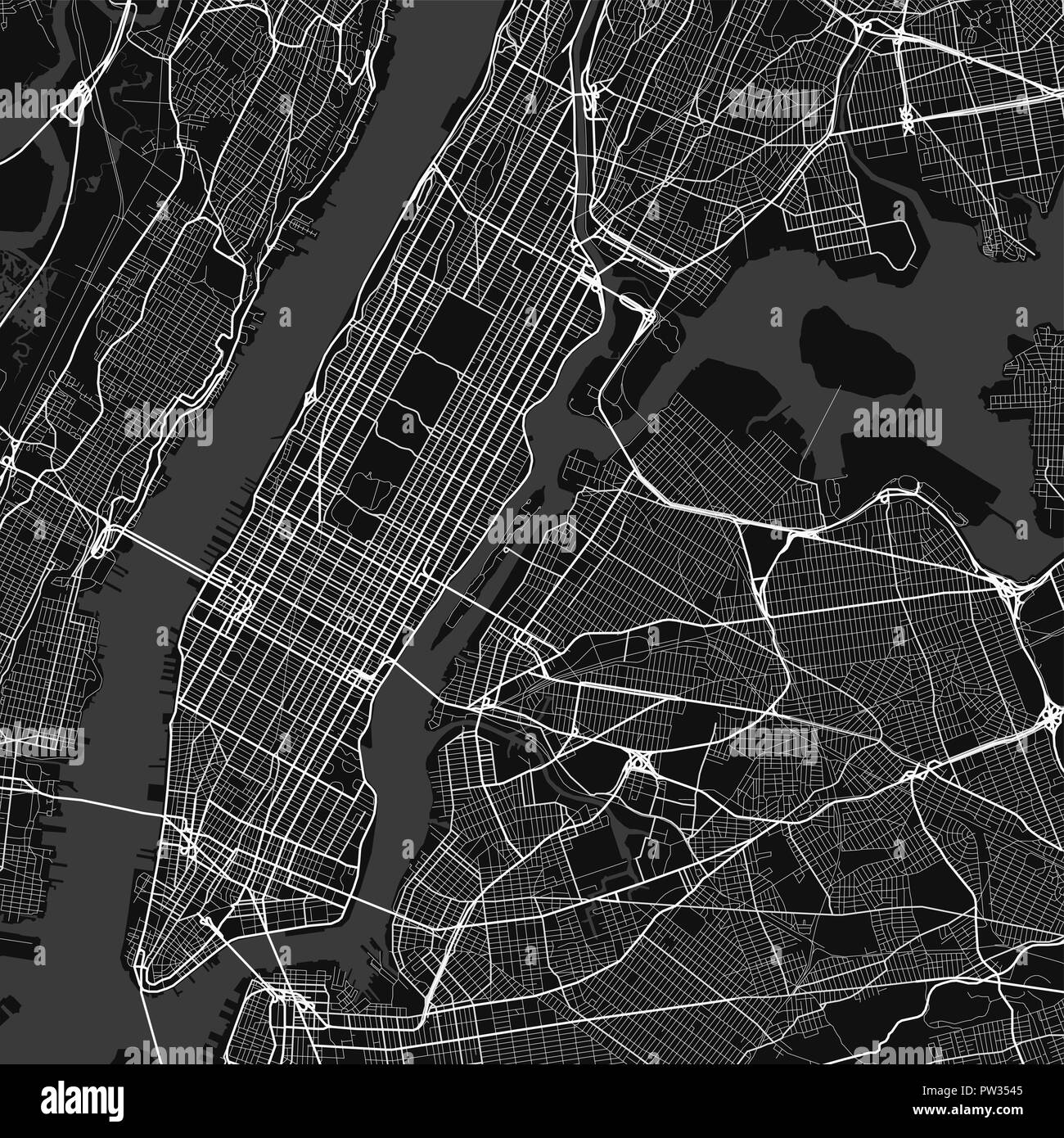 Vector city map of New York in black and white Stock Vector