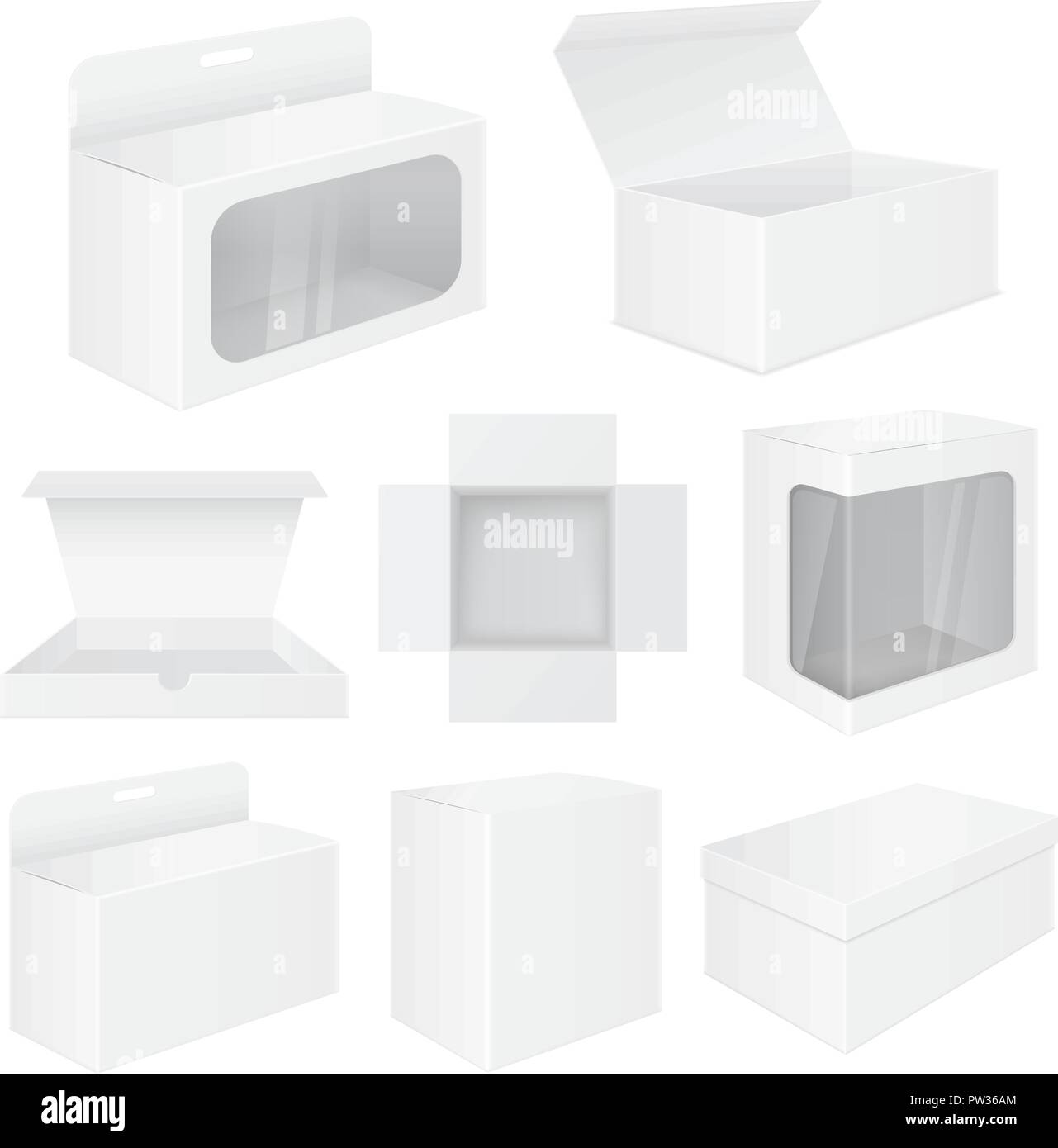 White box. Set of mockups Stock Vector