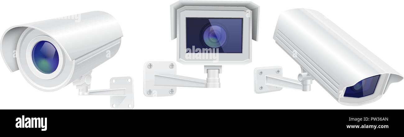 CCTV security camera. Set of surveillance devices Stock Vector