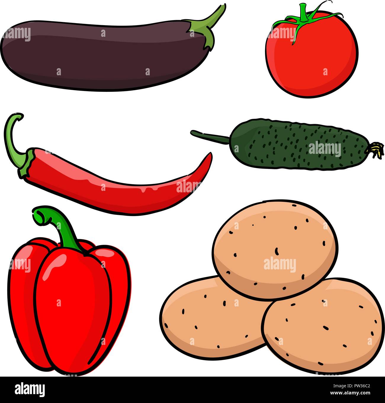 Vegetables. Hand drawn colored sketch Stock Vector