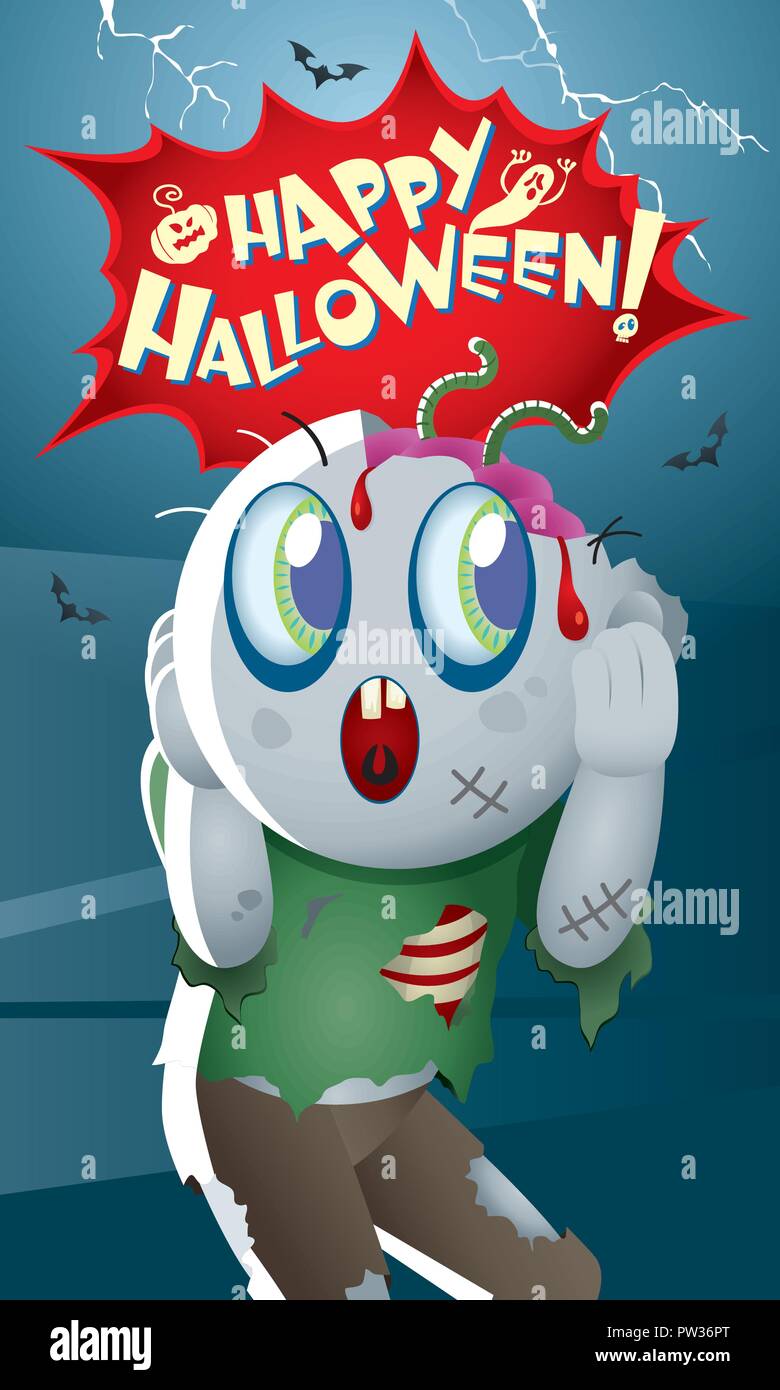 Halloween mombie banner zombie kawaii ghost bat Vector Image