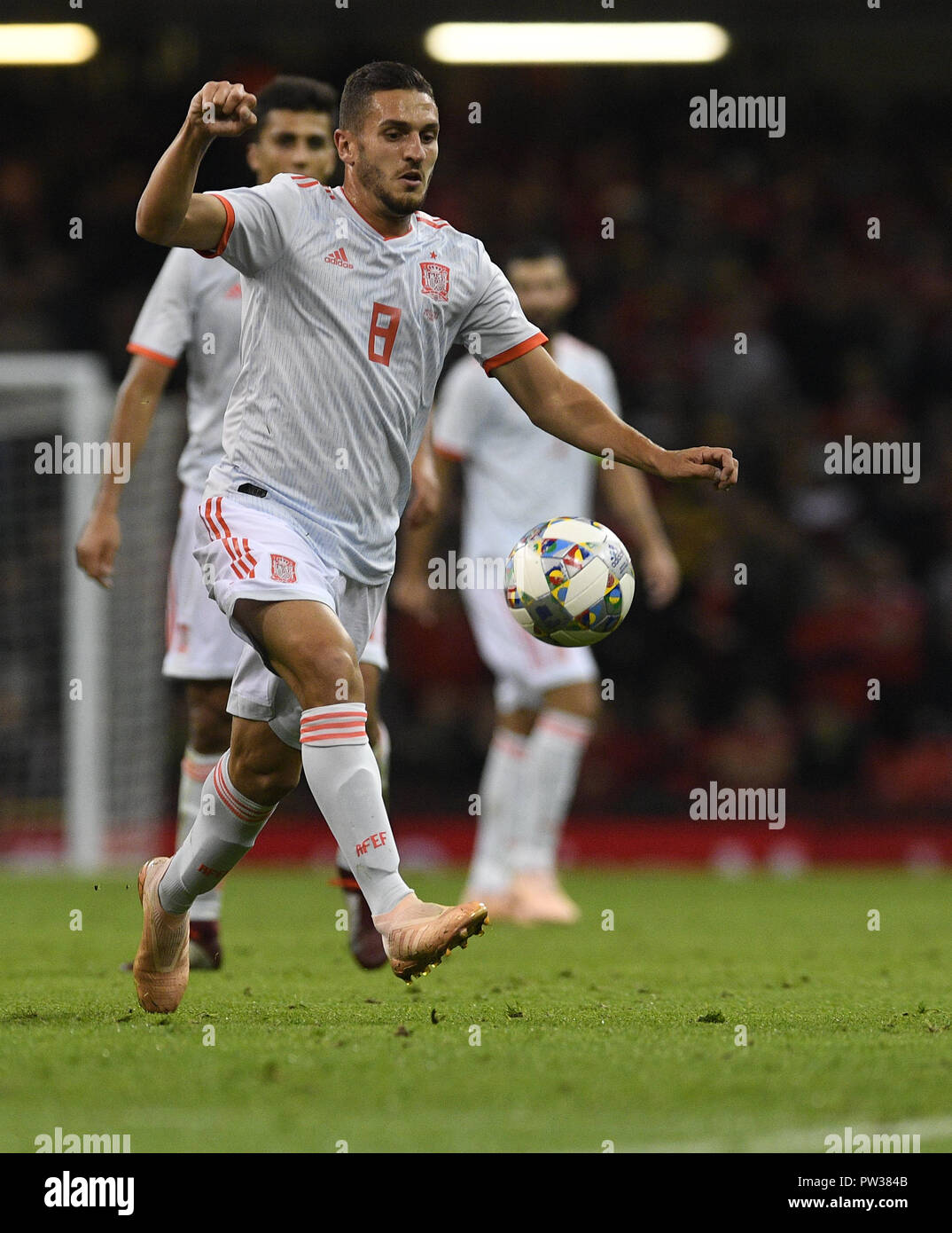 Koke in action during the Wales v Spain Friendly Football at Principalty Stadium Cardiff Wales on October 12 2018 Graham / GlennSports Stock Photo