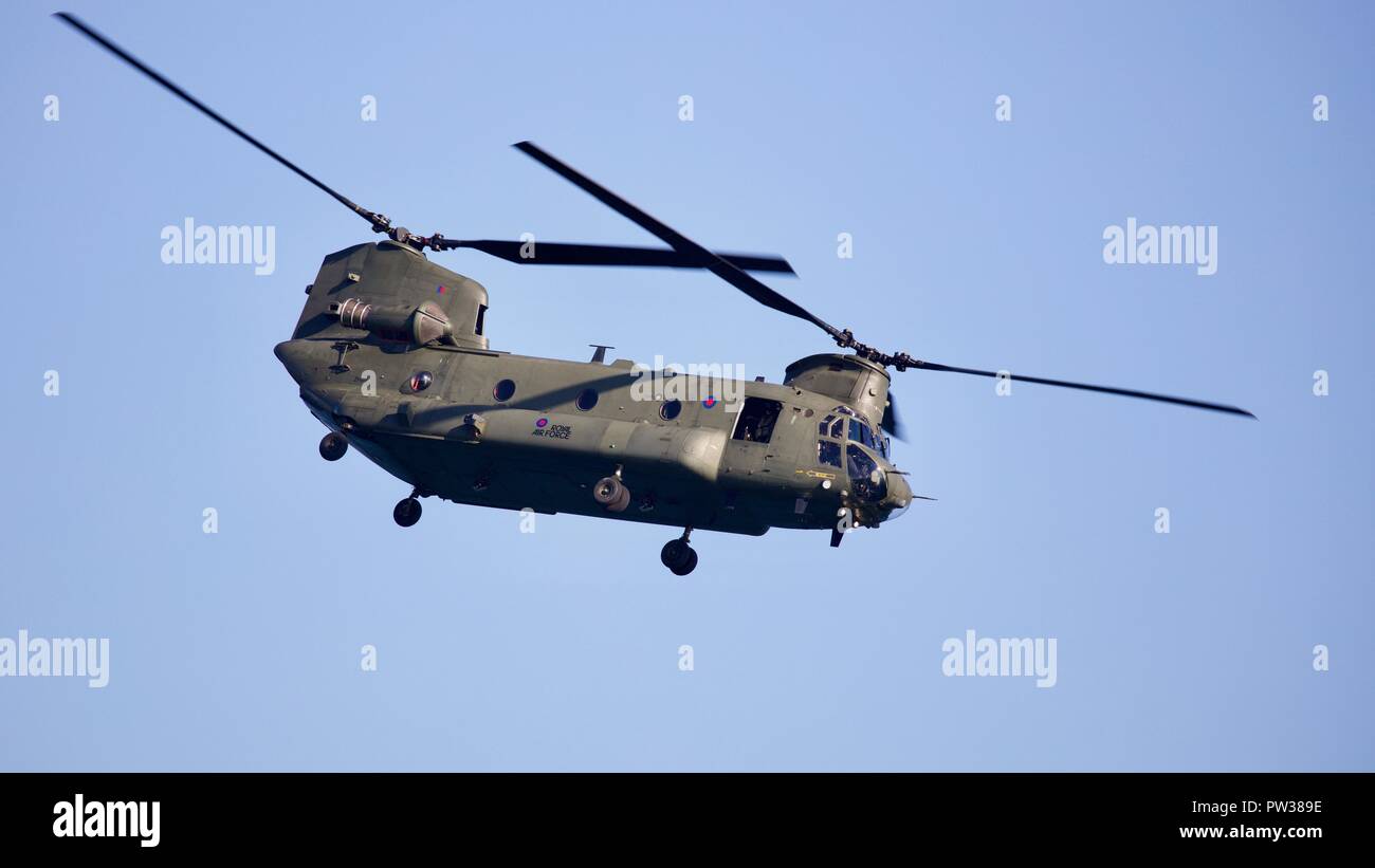 RAF Chinook Display Team performing at the 2018 Bournemouth Air Festival Stock Photo