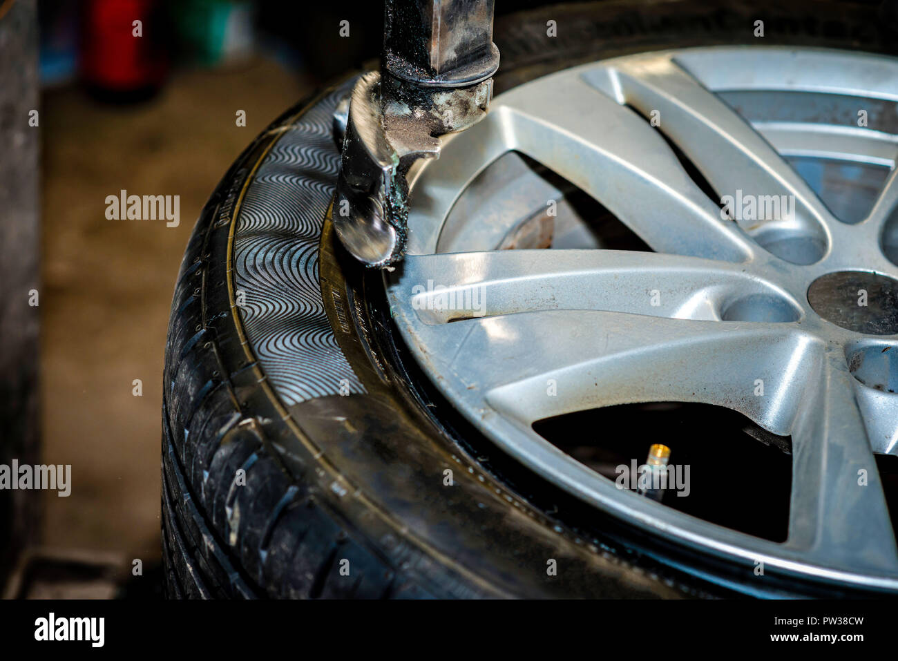 Seasonal tyre replacement. Tire service Stock Photo