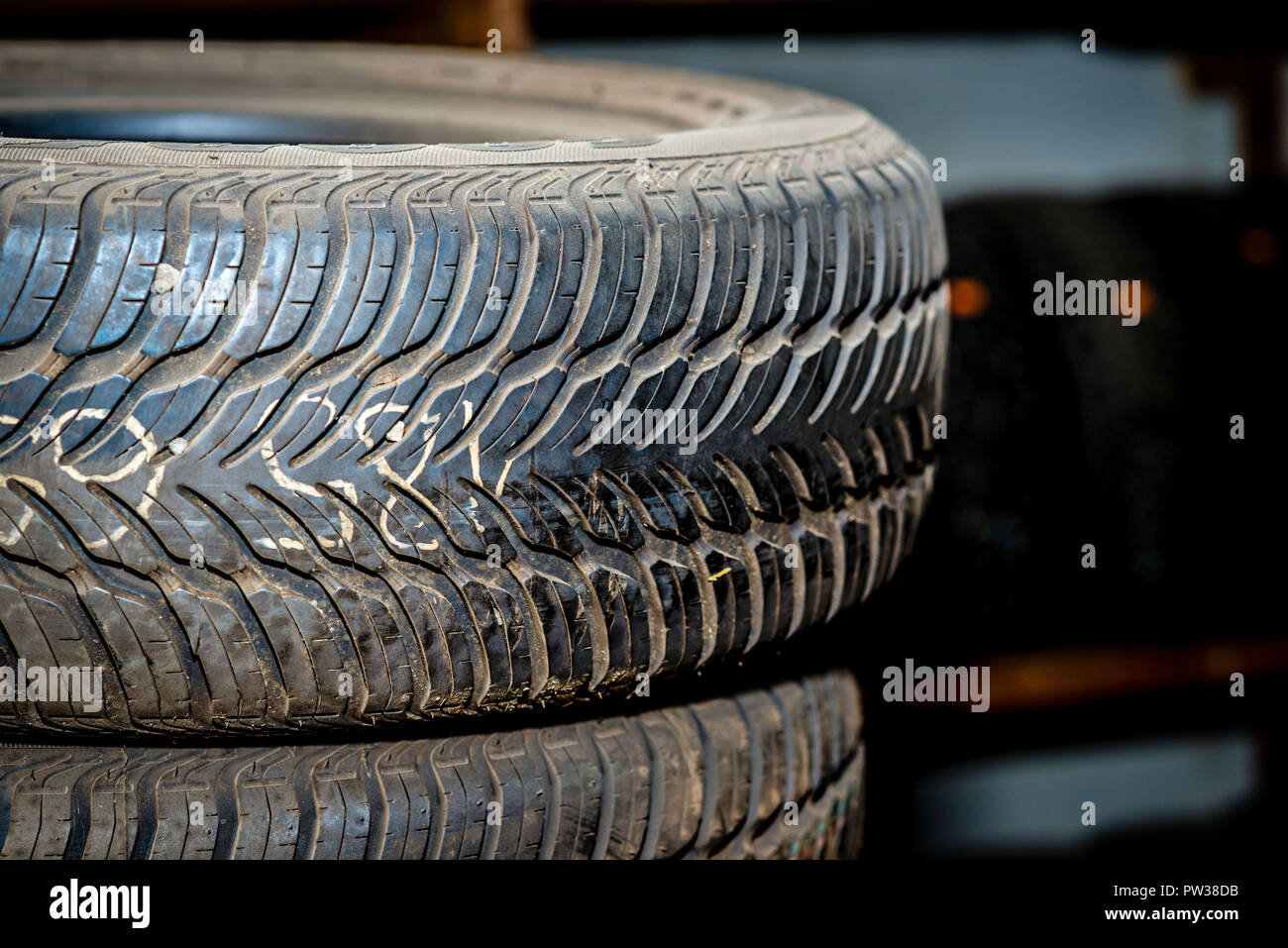 Stock of tire car for sale at Parts Shop Stock Photo