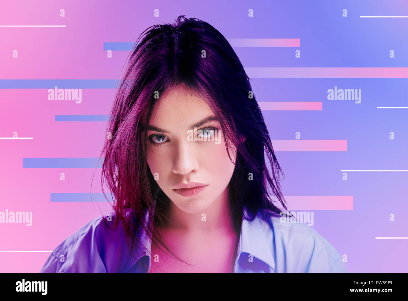 Young girl having messy hair after waking up Stock Photo Alamy