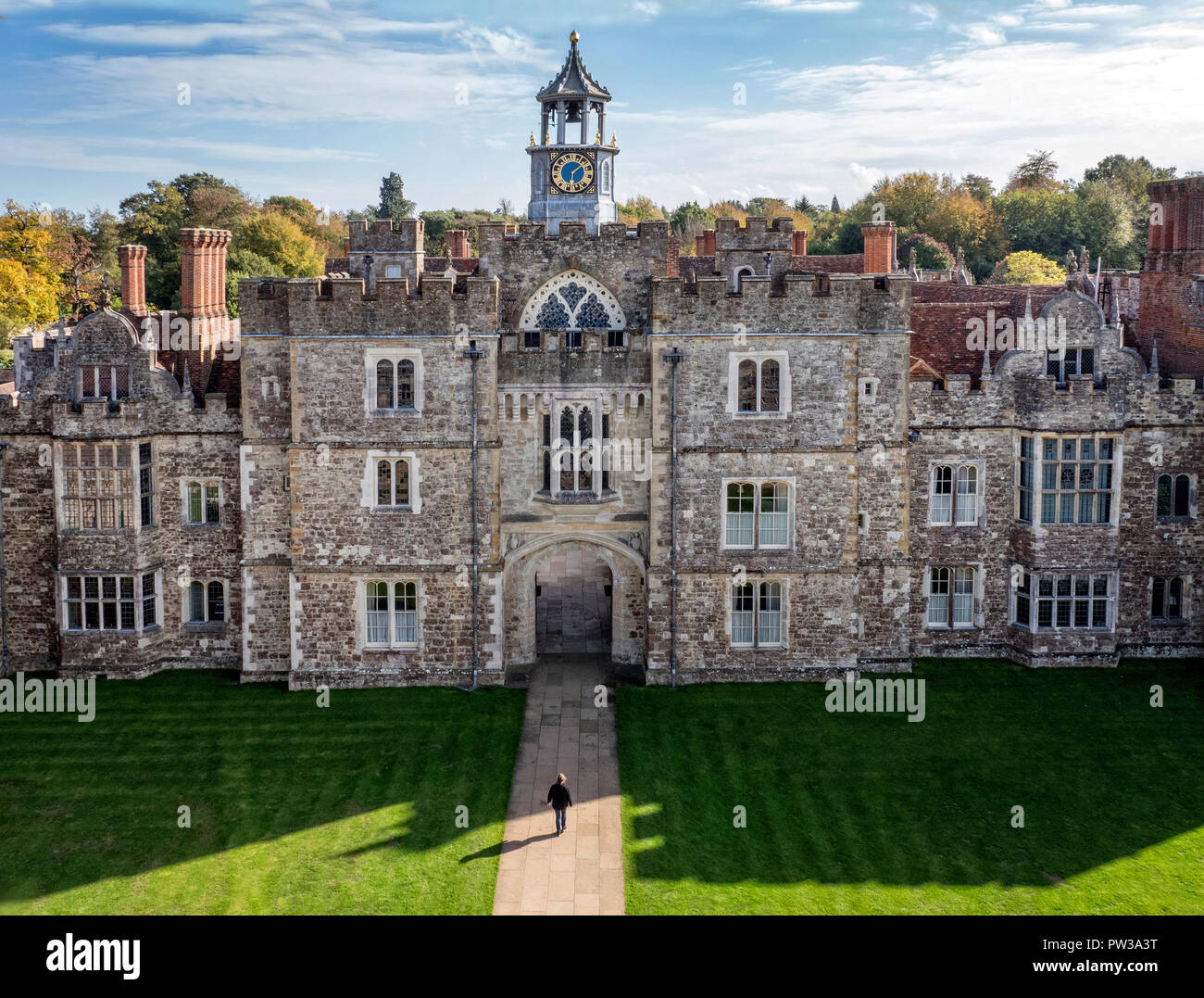 Tourist at an English country house in UK Stock Photo