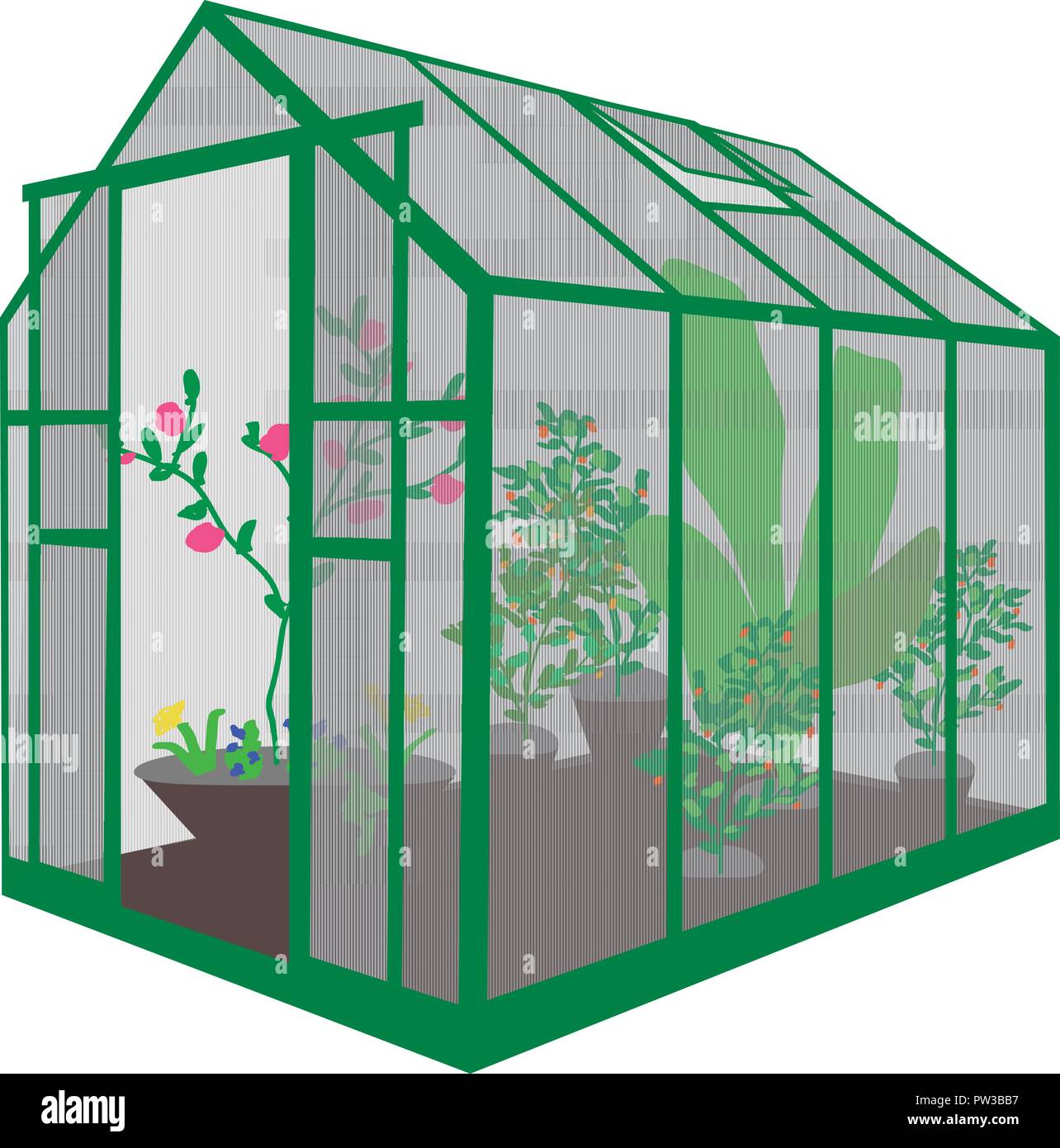 Greenhouse with plants Stock Vector Image & Art - Alamy