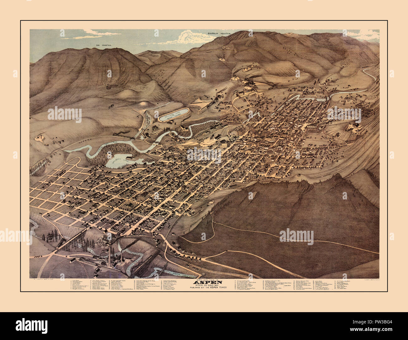 Map Of Aspen 1893 Stock Photo Alamy