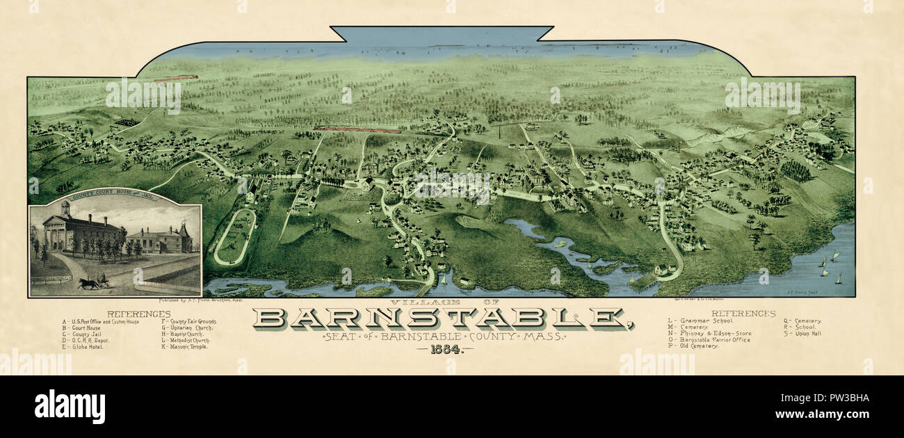 Map Of Barnstable 1884 Stock Photo