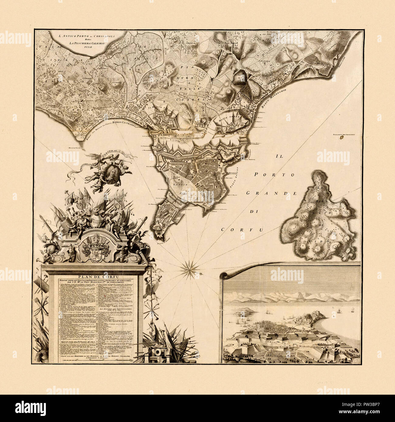 Map Of Corfu 1735 Stock Photo