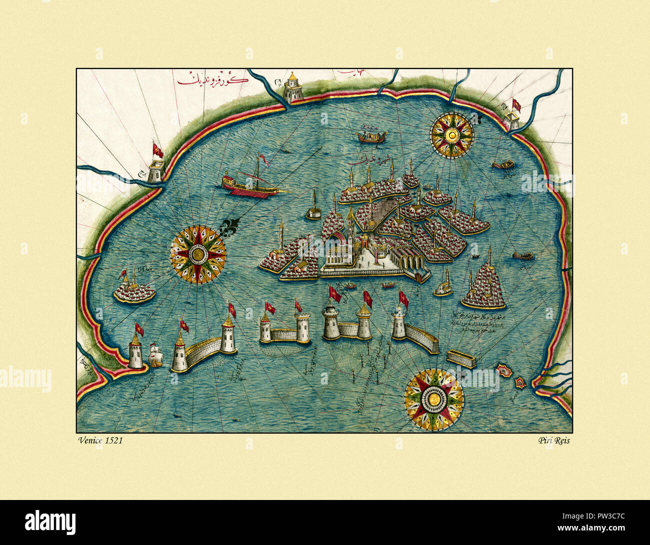 Map Of Venice 1521 Stock Photo