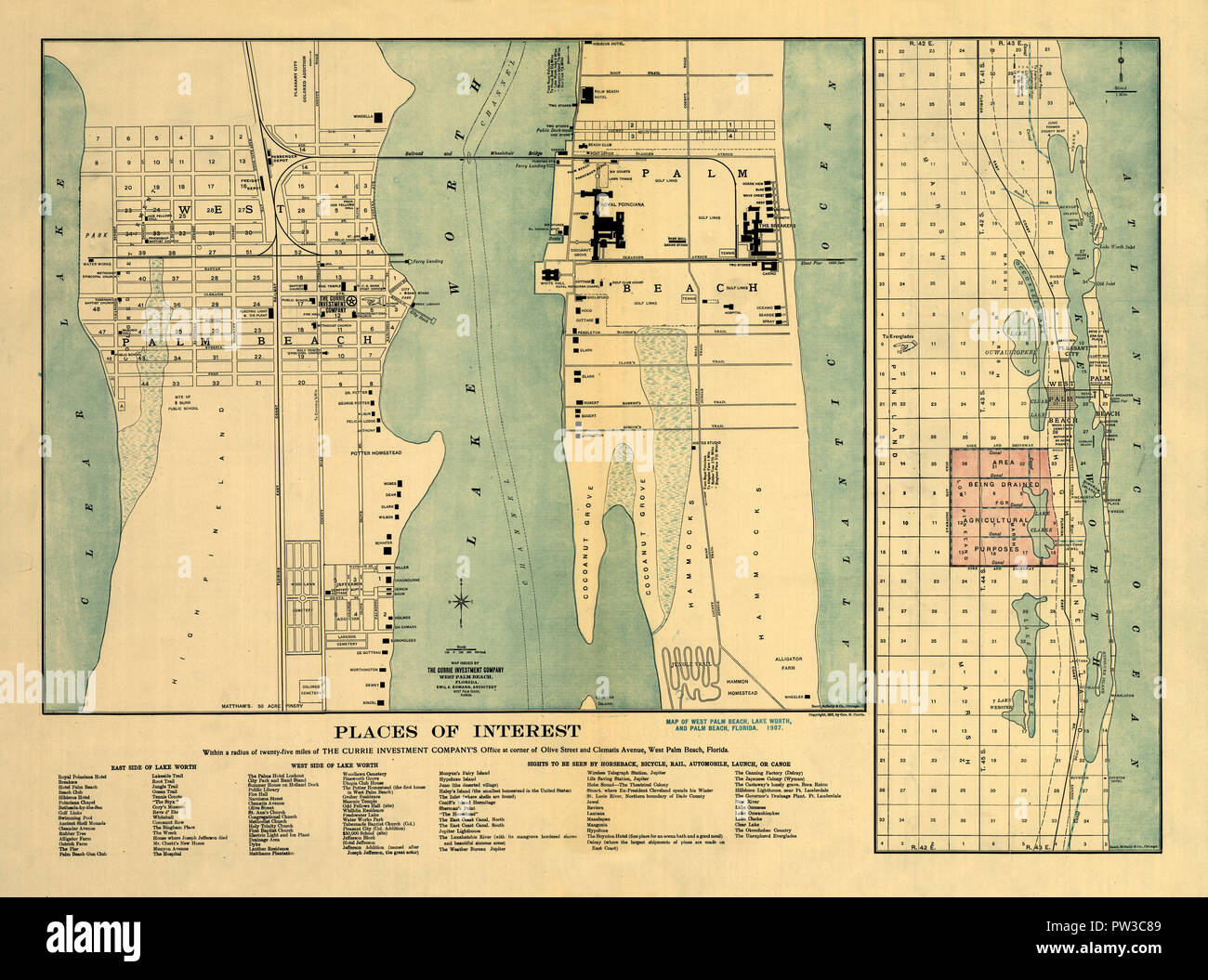 Map Of West Palm Beach 1907 Stock Photo - Alamy