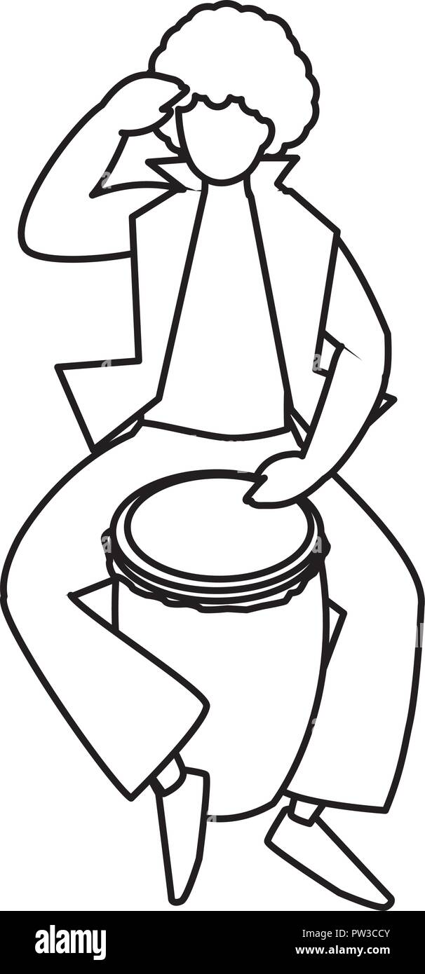 man playing a congas over white background, vector illustration Stock