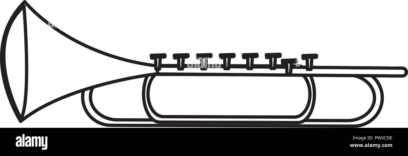 trumpet instrument over white background, vector illustration Stock Vector