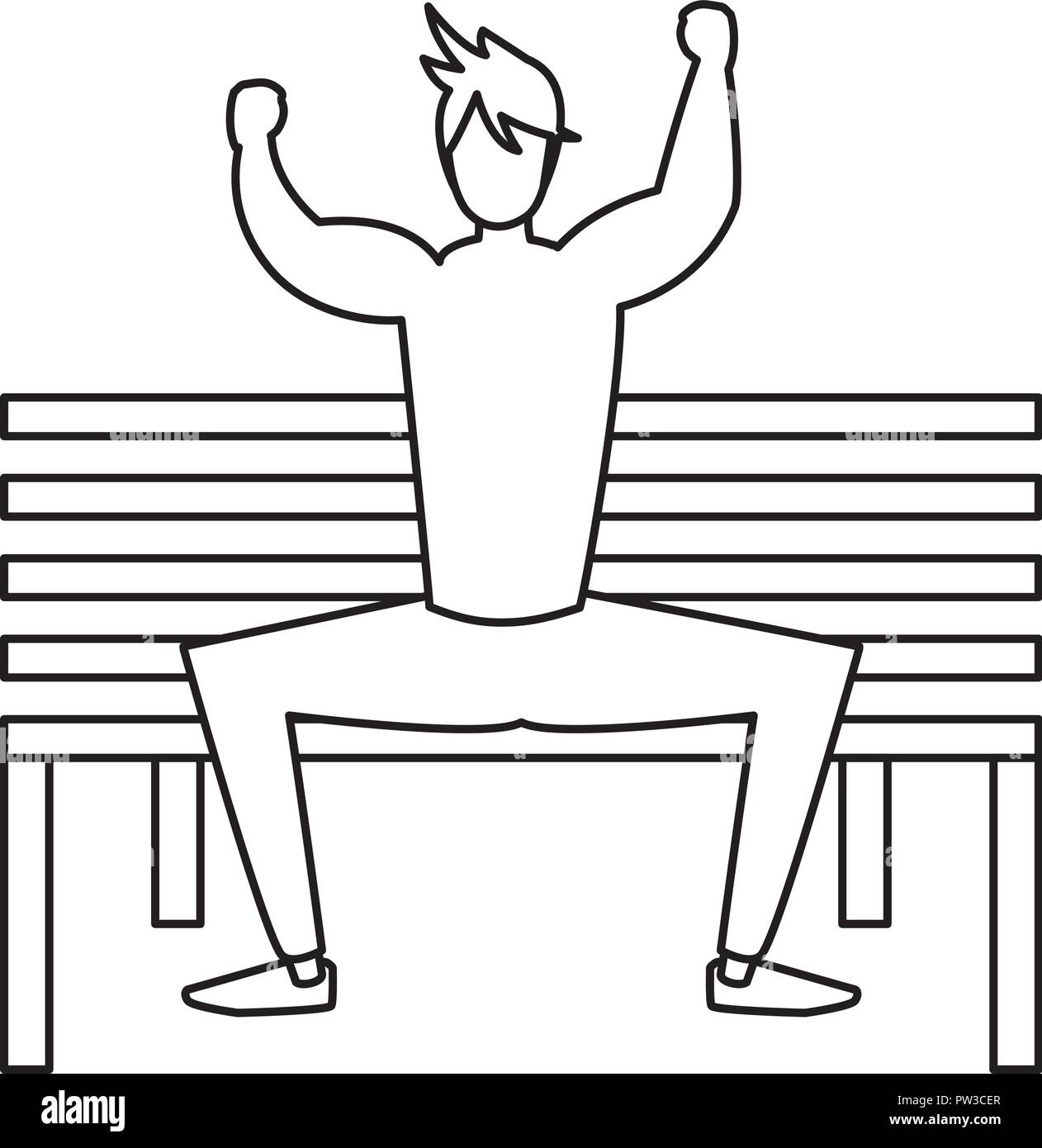 man sitting on a bench over white background, vector illustration Stock ...