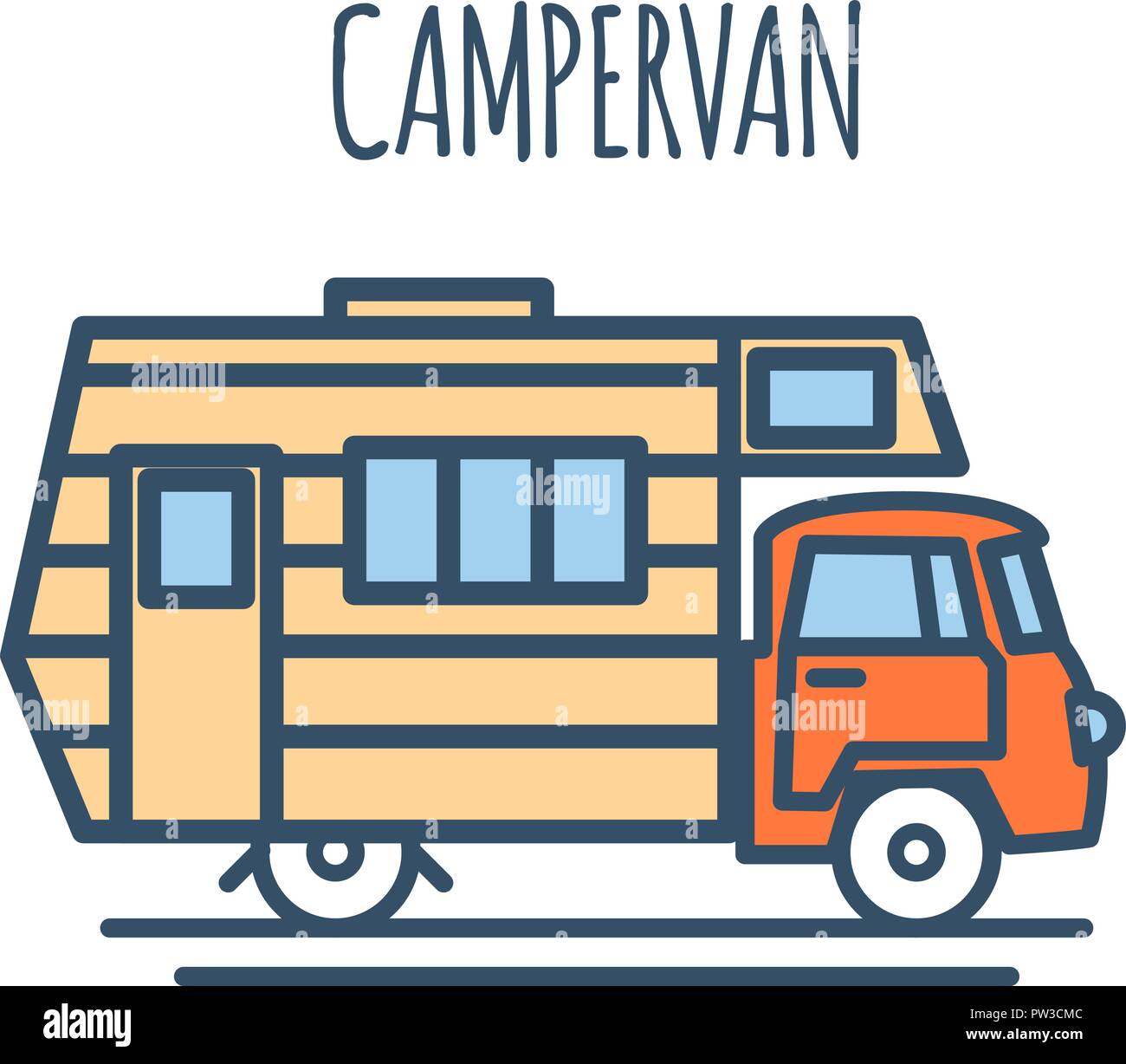 Campervan Thin Line Flat design. Vector Stock Vector Image & Art - Alamy