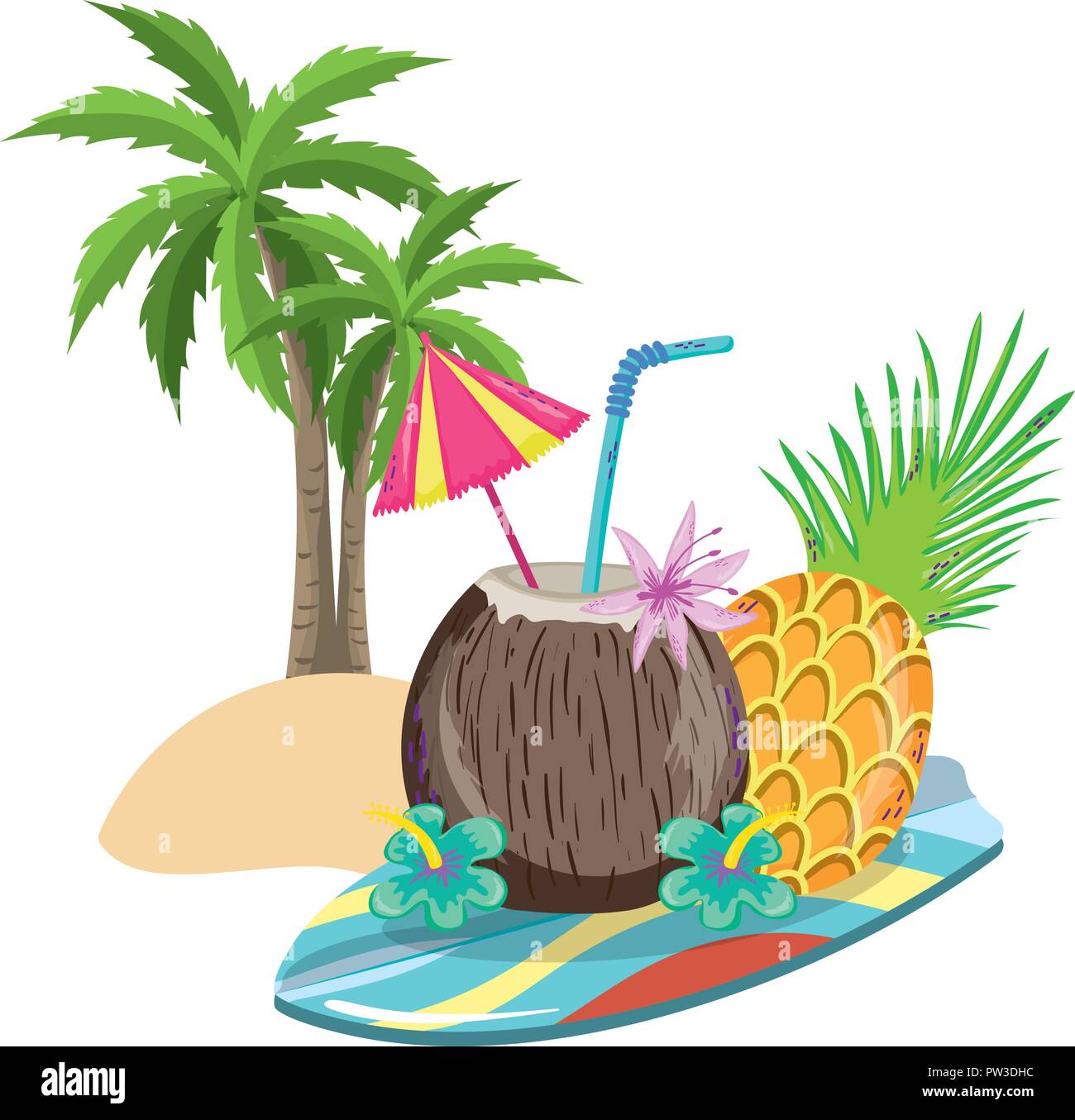 Summer and tropical drinks Stock Vector
