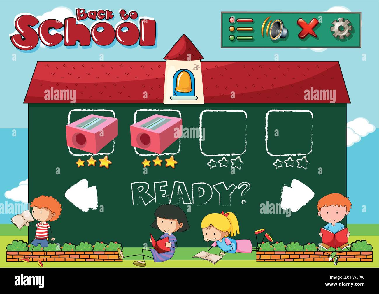 Back to school game template illustration Stock Vector